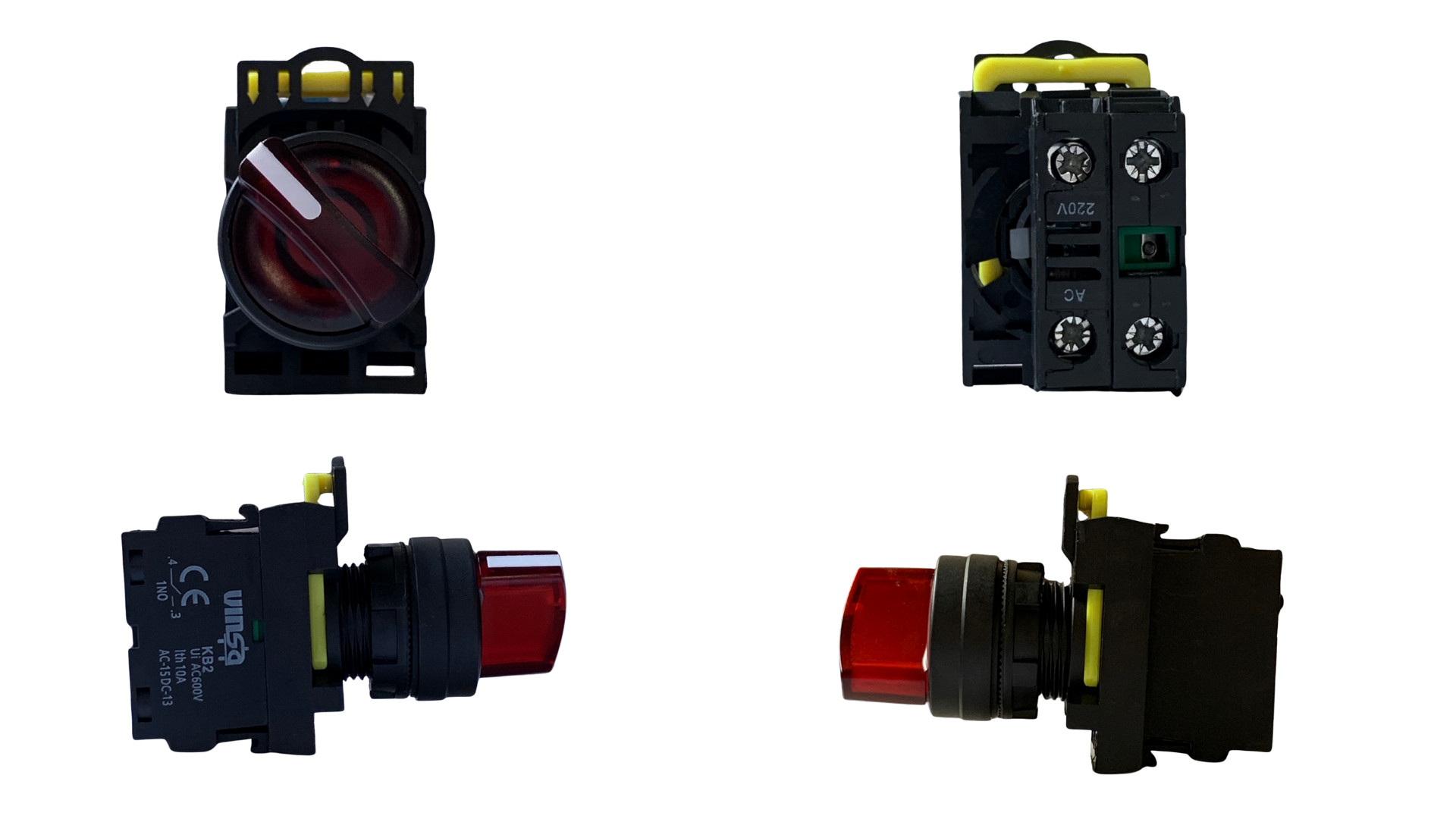 Illuminated Selector Switches 2 Position Stay Put Red 220VAC 1N/O