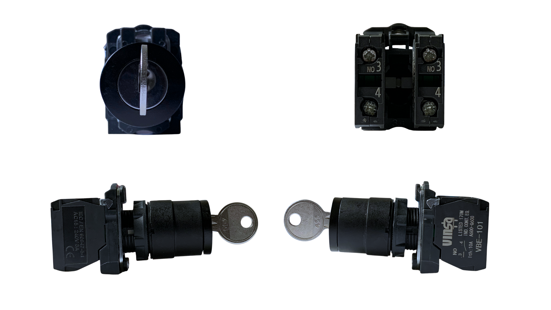 Selector Switches 3 Positions Stay Put Key 1N/O + 1N/O KB5AG33