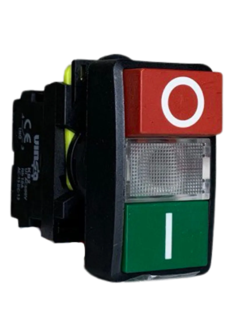 Illuminated On Off Flush Button Green + Red 220VAC 1N/O + 1N/C