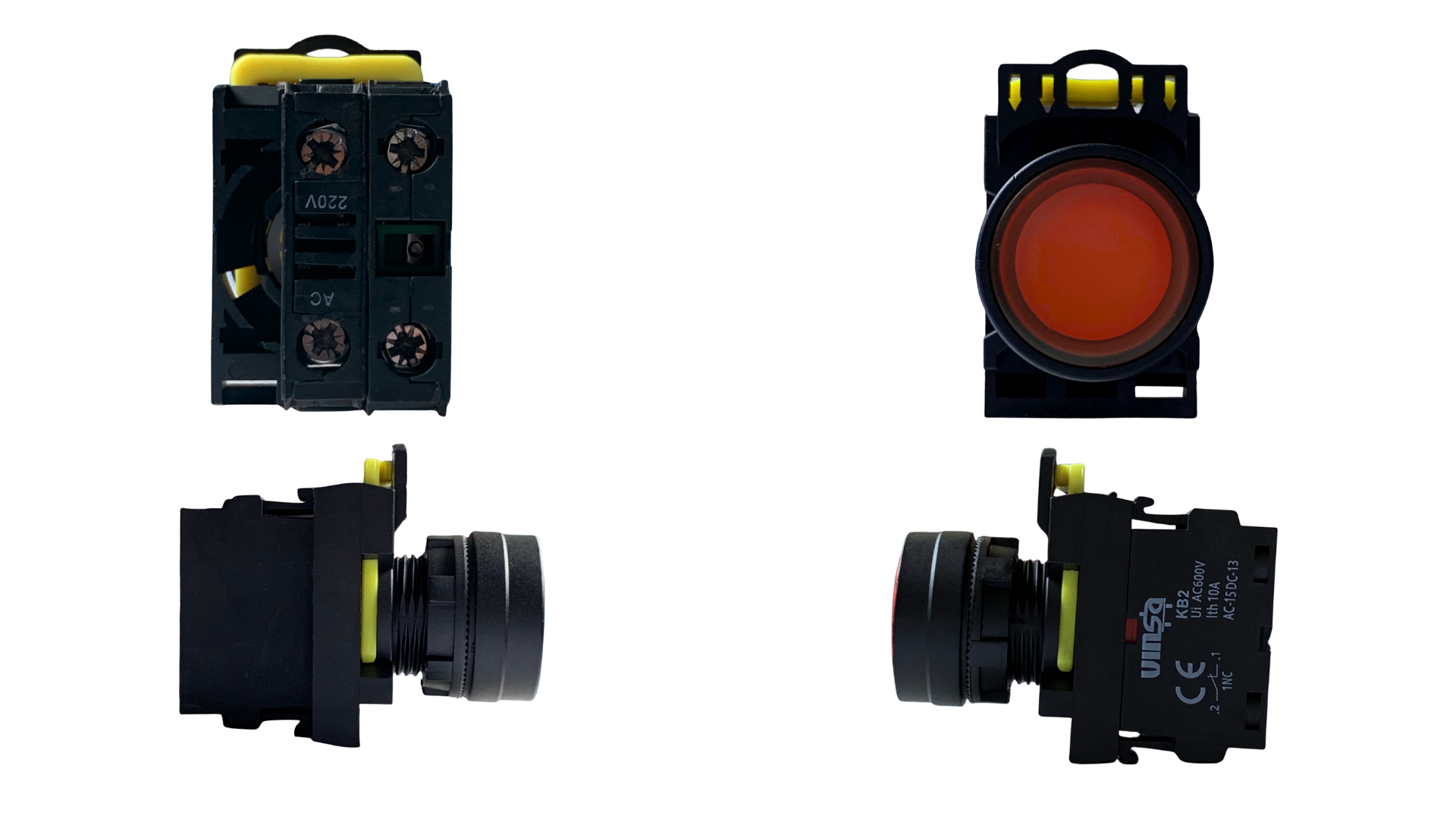 Illuminated Push Button Momentary Red 220VAC 1N/C