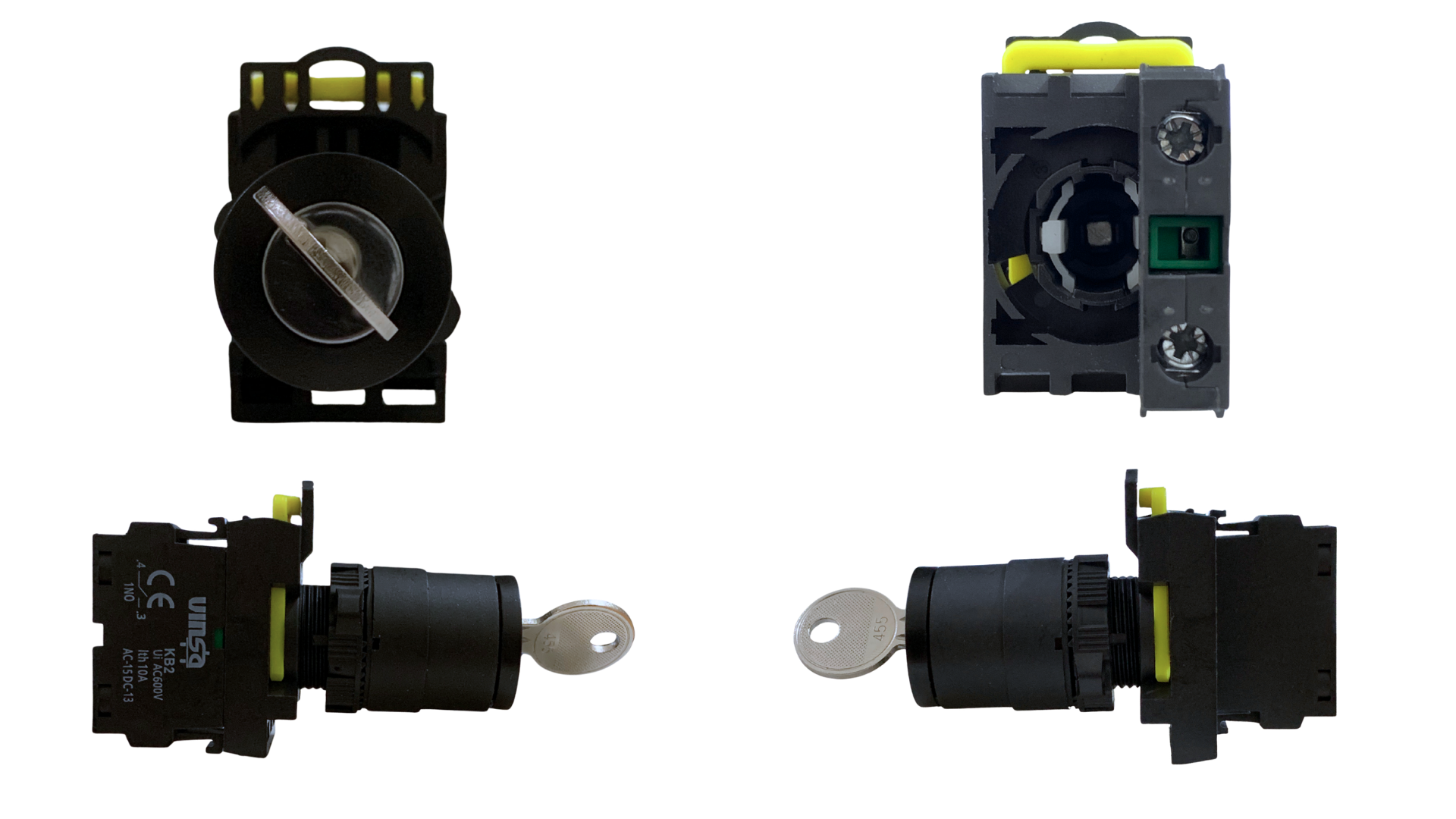 Selector Switch With Key 3 Position Stay Put Black 1N/O