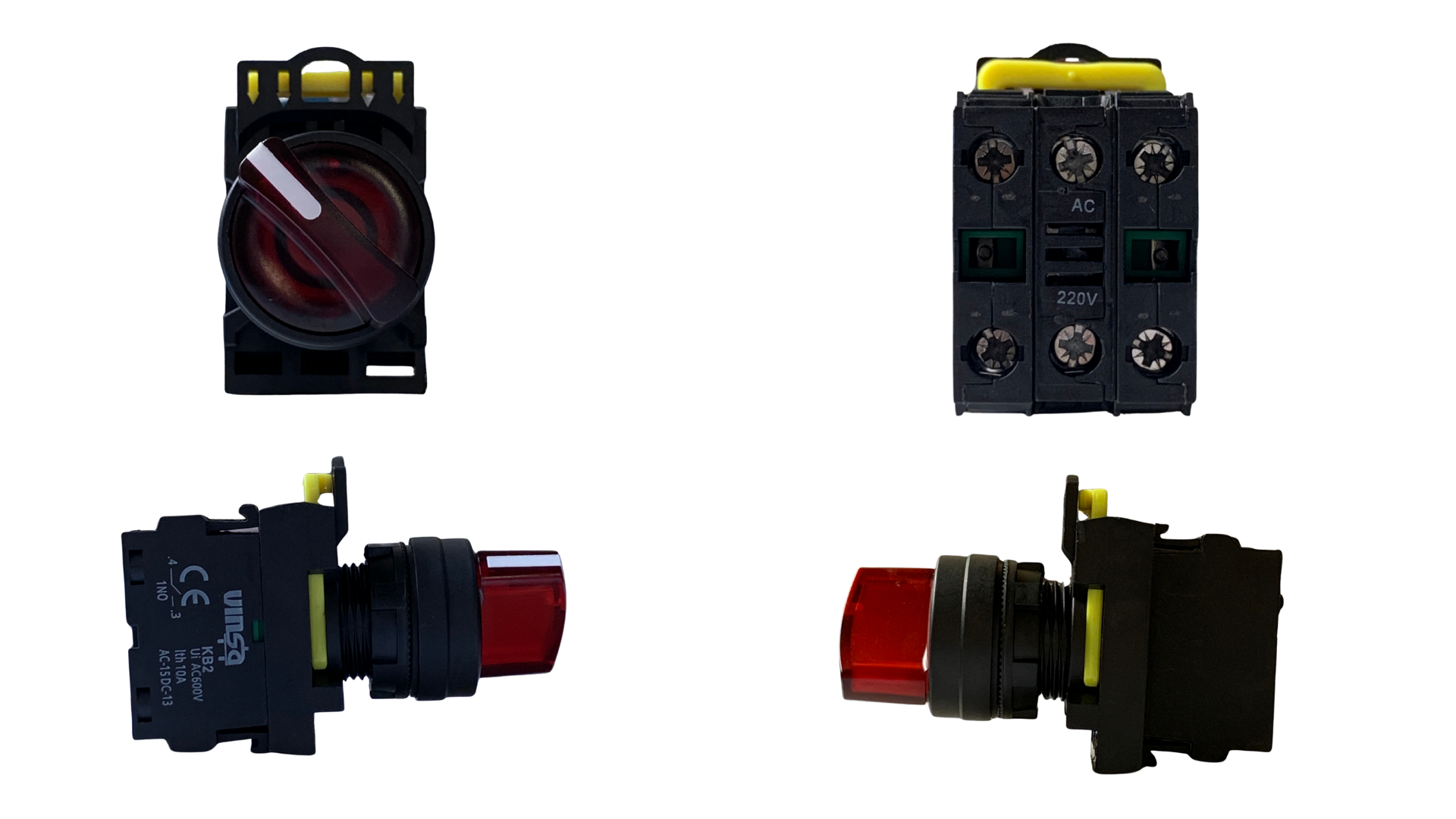 Illuminated Selector Switches 3 Position Stay Put Red 220VAC 2N/O