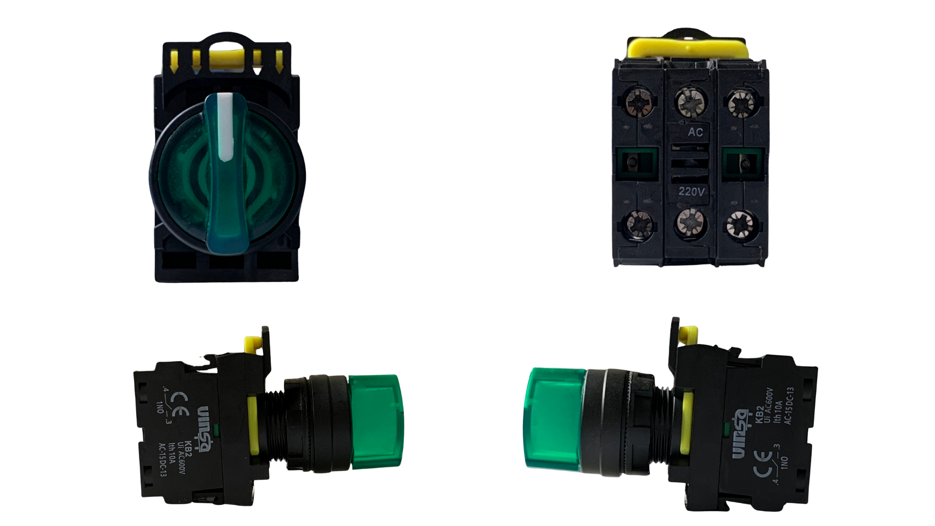 Illuminated Selector Switches 3 Position Stay Put 220VAC Green 2N/O