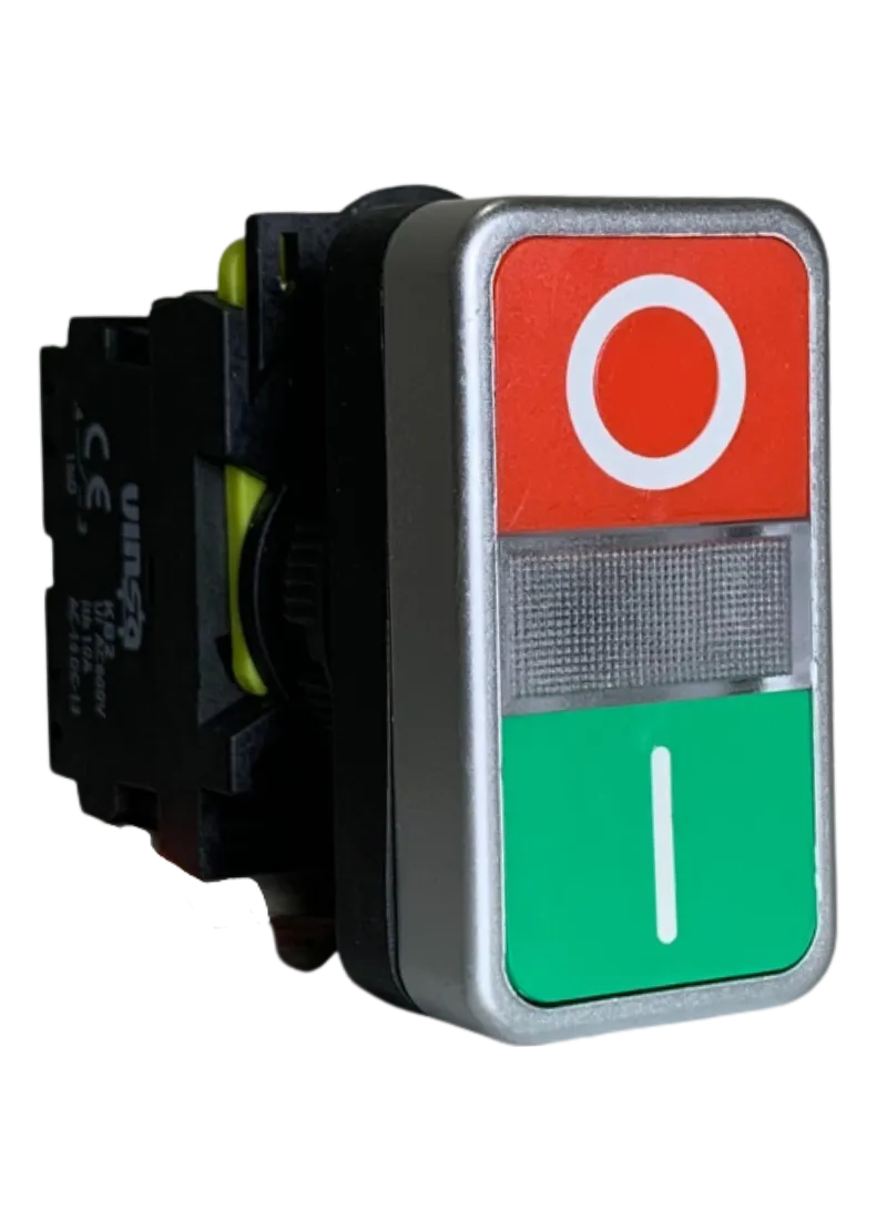Illuminated On Off Flush Button Green +  Red 220VAC 1N/O + 1N/C