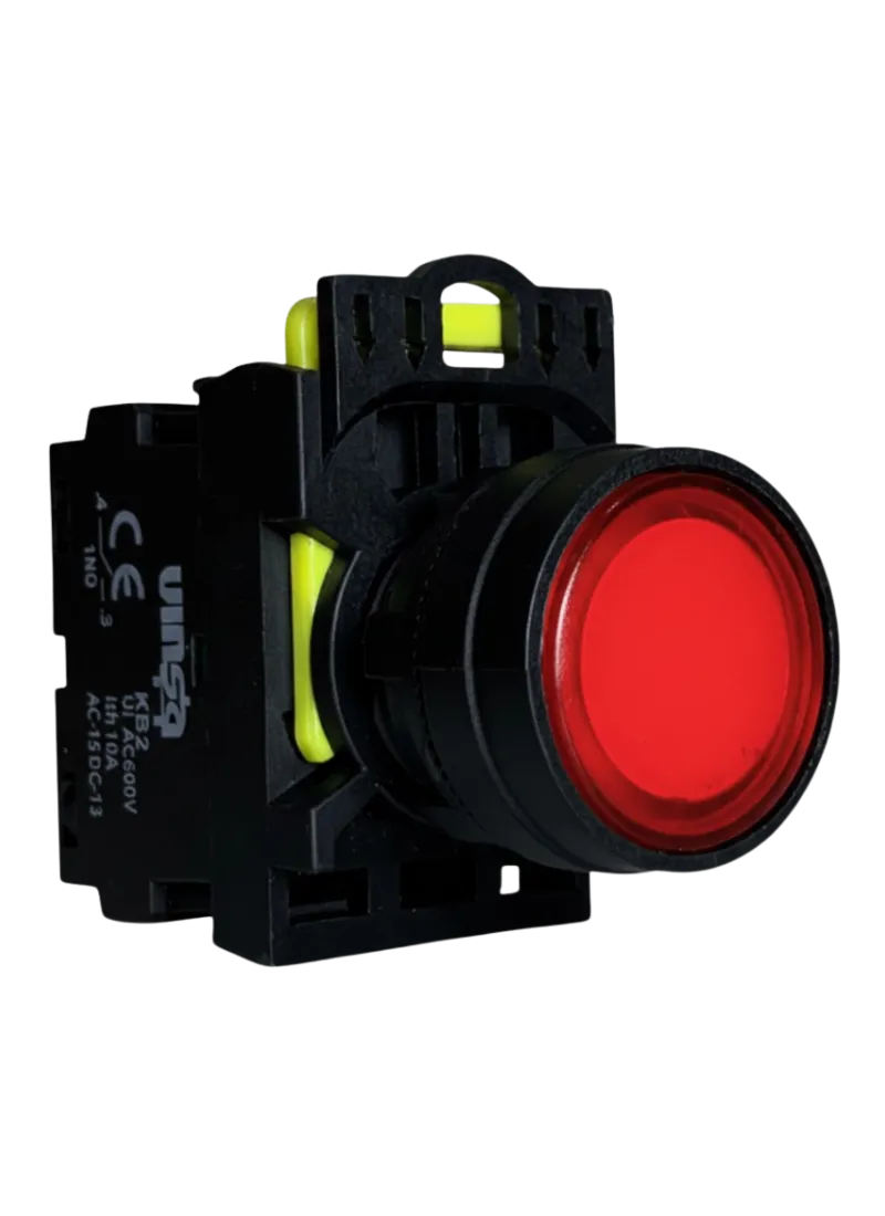 Illuminated Push Button Momentary Red 220VAC 1N/C