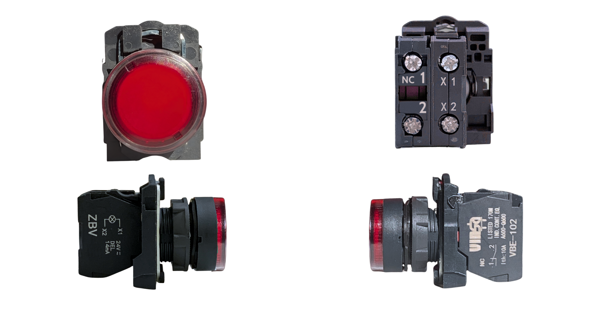 Illuminated Push Button 24VAC Protected LEDs Red 1N/C